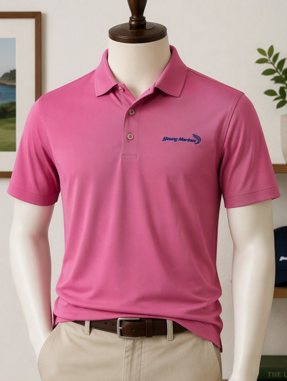 Young Marines Pink Performance Polo — Size Medium